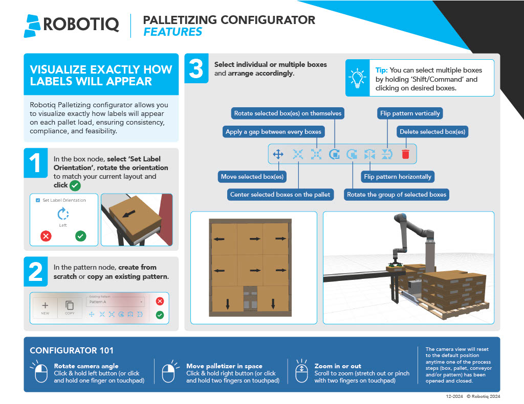 Robotiq Palletizing Configurator features infographic